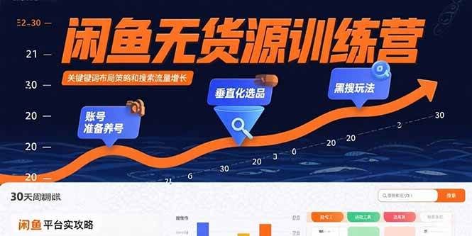 (8.16)咸鱼无货源训练营：账号准备养号/垂直化选品/黑搜玩法，0基础30天盈利指南