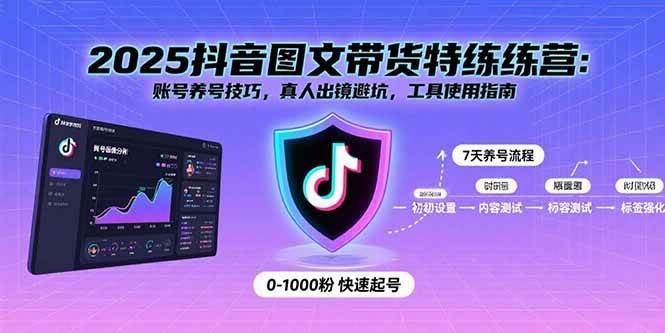 (8.31)2025抖音图文带货特练营：账号养号技巧，真人出镜避坑，工具使用指南