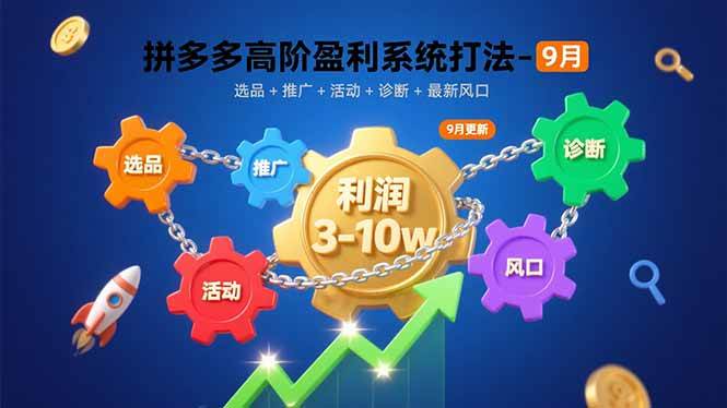 (9.6)拼多多高阶盈利系统打法-9月：选品+推广+活动+诊断+最新风口，月利润3-10w
