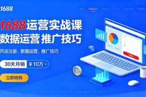 (9.22)1688运营实战课：开店注册、数据运营、推广技巧，30天月销破10万+