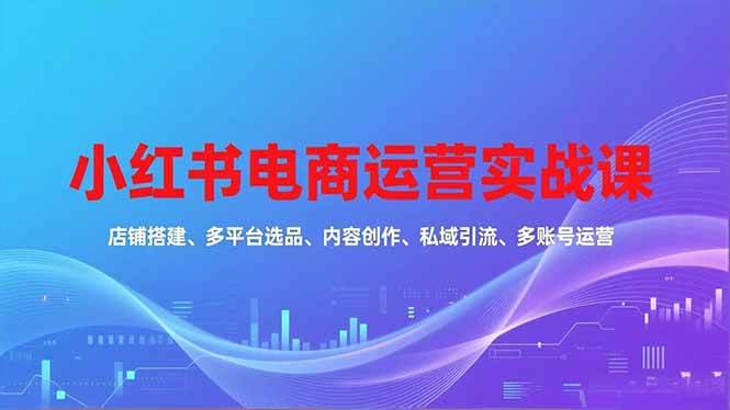 (11.29)小红书电商运营实战课，店铺搭建、多平台选品、内容创作、私域引流、多账号运营等玩法