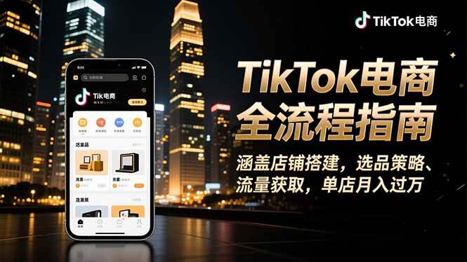 (11.11)TikTok电商全流程指南，涵盖店铺搭建、选品策略、流量获取，单店月入过万