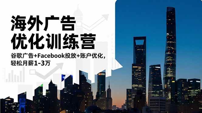(11.20)海外广告优化训练营：谷歌广告+Facebook投放+账户优化，轻松月薪1-3万