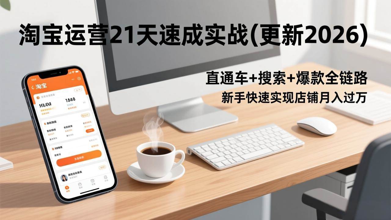 (1.24)淘宝运营21天速成实战(更新2026)，直通车+搜索+爆款全链路，新手快速实现店铺月入过万