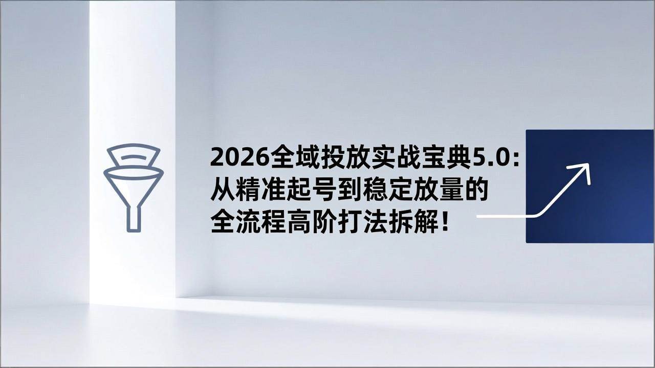 (1.20)2026全域投放实战宝典5.0：从精准起号到稳定放量的全流程高阶打法拆解！