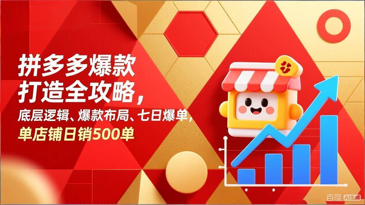 (2.8)拼多多爆款打造全攻略，底层逻辑、爆款布局、七日爆单，单店铺日销500单