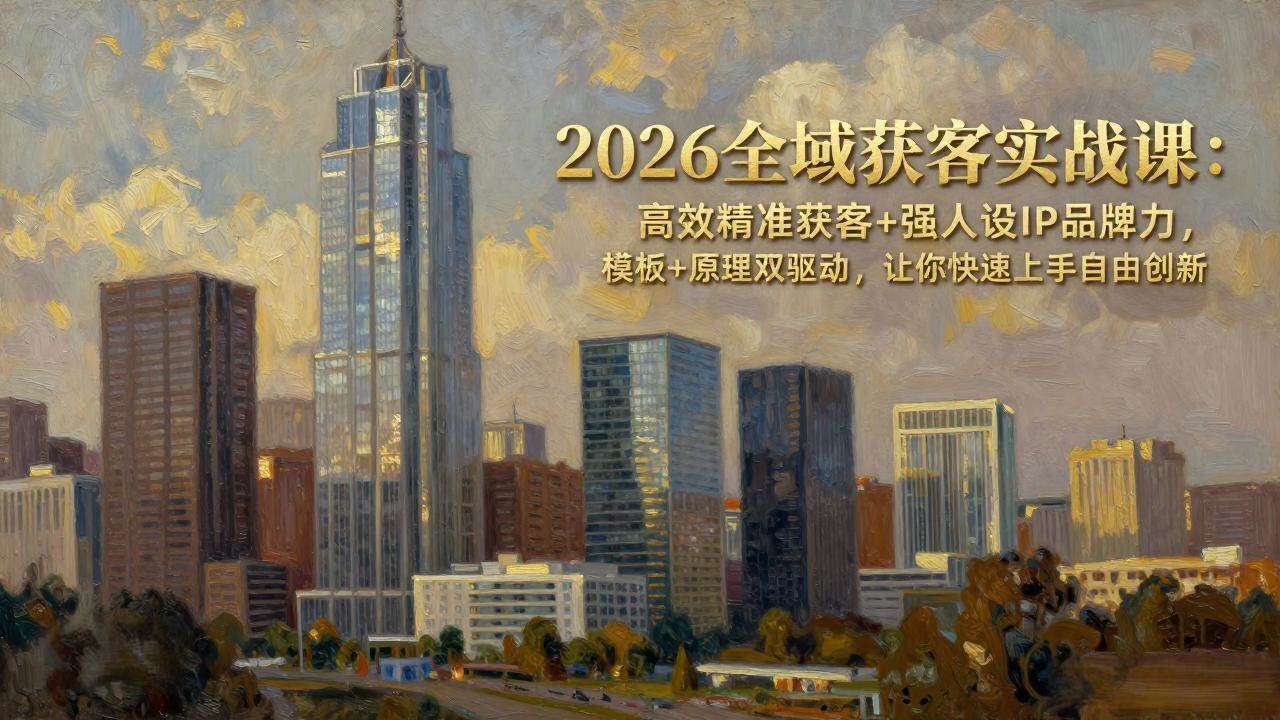 (3.13)2026全域获客实战课：高效精准获客+强人设IP品牌力，模板+原理双驱动，让你快速上手自由创新