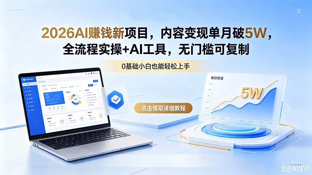 (5.16)2026AI赚钱新项目，内容变现单月破5W，全流程实操+AI工具，无门槛可复制