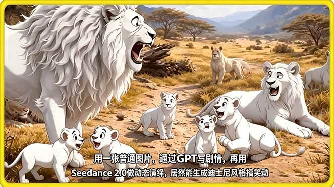 (5.7)用一张普通图片，通过GPT写剧情，再用Seedance 2.0做动态演绎，居然能生成迪士尼风格搞笑动画