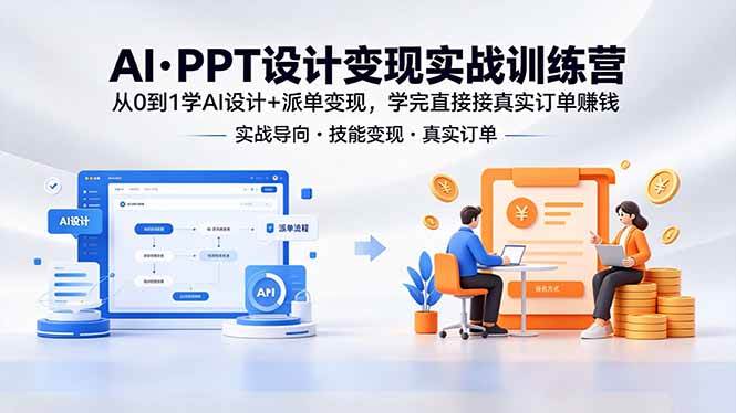 (5.15)AI·PPT设计变现实战训练营，从0到1学AI设计+派单变现，学完直接接真实订单赚钱