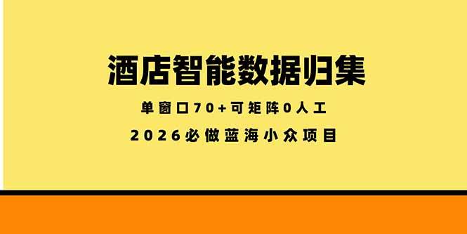 (5.19)酒店智能数据归集，小众蓝海已经稳定半年之久，单窗口70+零成本矩阵开干