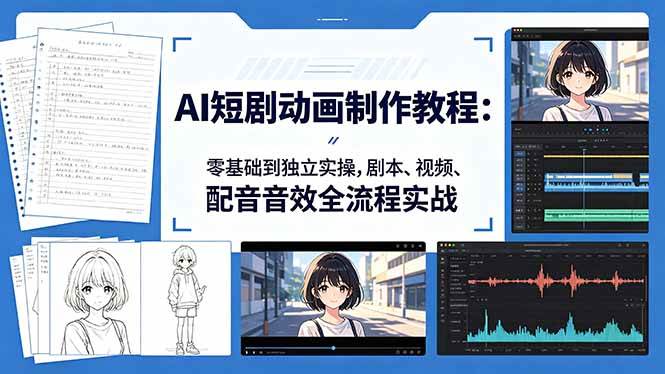(5.8)AI短剧动画制作教程：零基础到独立实操，剧本、视频、配音音效全流程实战