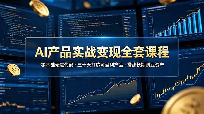 (6.28)AI产品实战变现全套课程，零基础无需代码，三十天打造可盈利产品搭建长期副业资产
