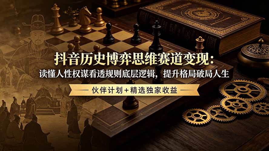 (6.30)抖音历史博弈思维赛道变现：读懂人性权谋看透规则底层逻辑，提升格局破局人生，伙伴计划+精选独家收益