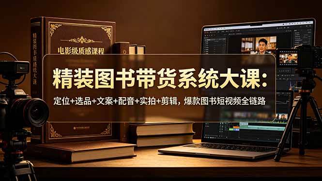 (6.24)精装图书带货系统大课：定位+选品+文案+配音+实拍+剪辑，爆款图书短视频全链路