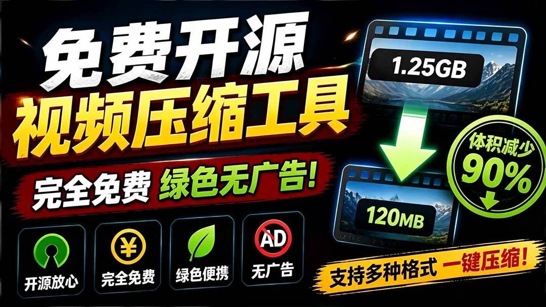 (7.24)Github开源视频压缩瘦身工具，轻松压缩90%，并保持画质清晰，完全免费绿色无广告！VideoSlim