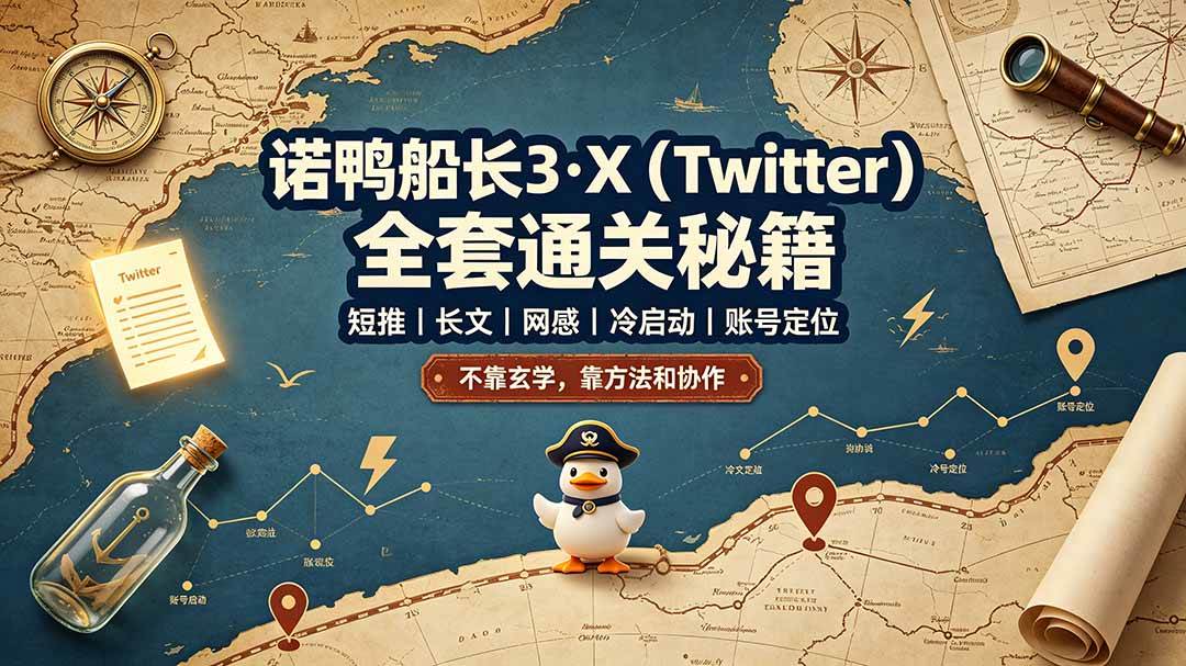 (7.07)诺鸭船长3·X（Twitter）全套通关秘籍，短推、长文、网感、冷启动、账号定位，不靠玄学，靠方法和协作