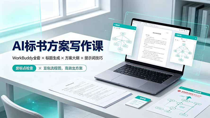 (7.24)AI标书方案写作课：WorkBuddy全套×标题生成×方案大纲×提示词技巧×废标点检查×豆包流程图，高效出方案