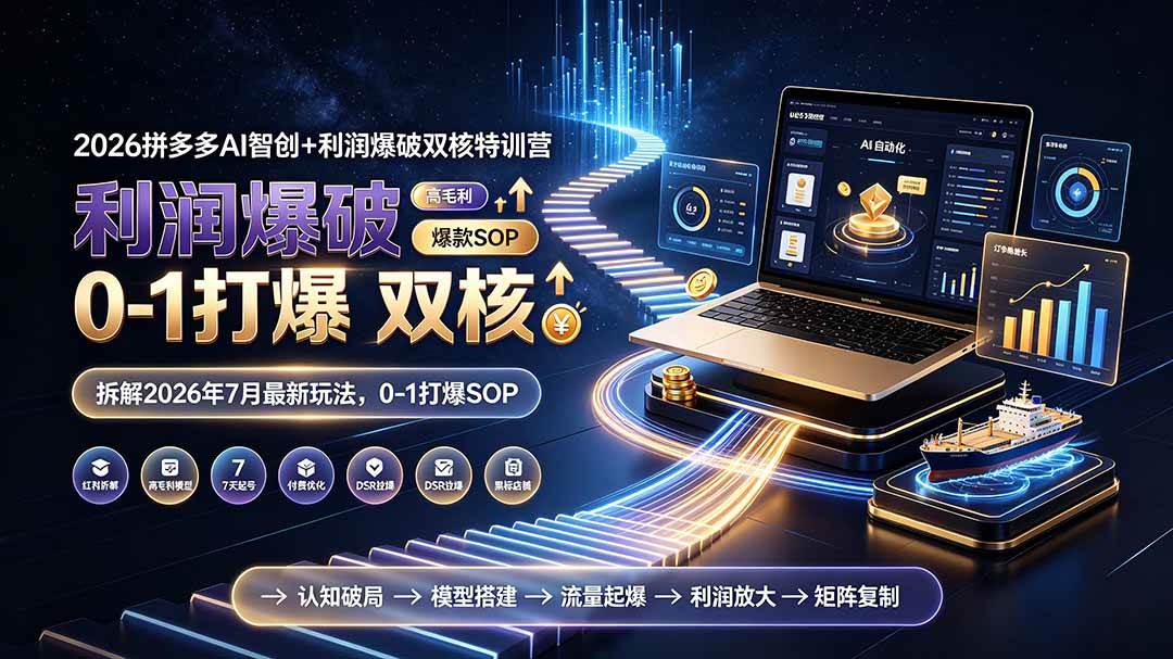(7.13)2026拼多多AI智创+利润爆破双核特训营-拆解2026年7月最新玩法，0-1打爆SOP