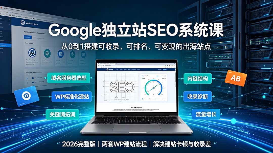 (7.20)Google独立站SEO-7月系统课：出海基建×WordPress建站×AI内容生产×站内外优化×Search Console×AdSense变现