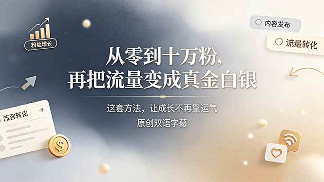 (7.06)从零到十万粉，再把流量变成真金白银——这套方法，让成长不再靠运气【原创双语字幕】