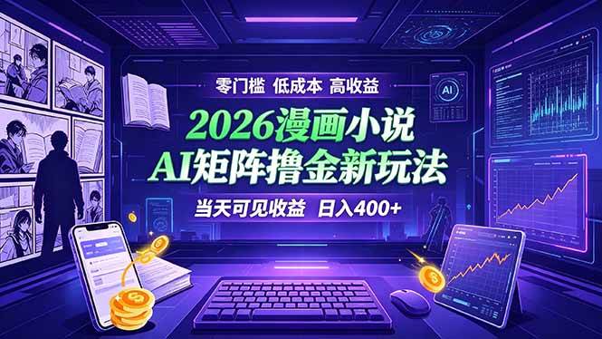 (7.07)爆款小说漫画大阅读    ai矩阵操作    当天可见收益  日入400+    零门槛    高收益