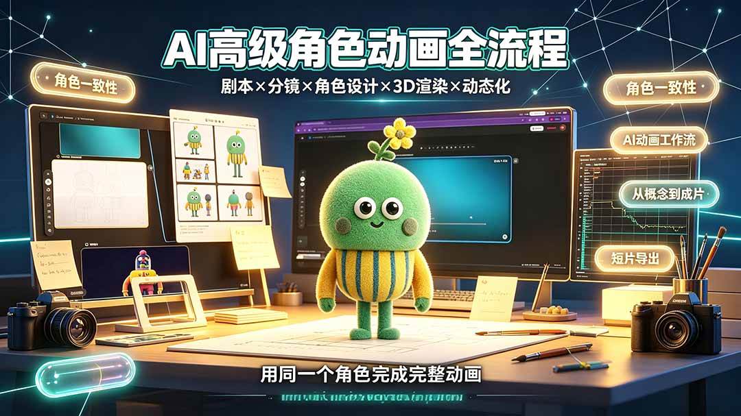 (7.13)AI高级角色动画全流程：剧本×分镜×角色设计×3D渲染×动态化，从概念到成片一站式教学