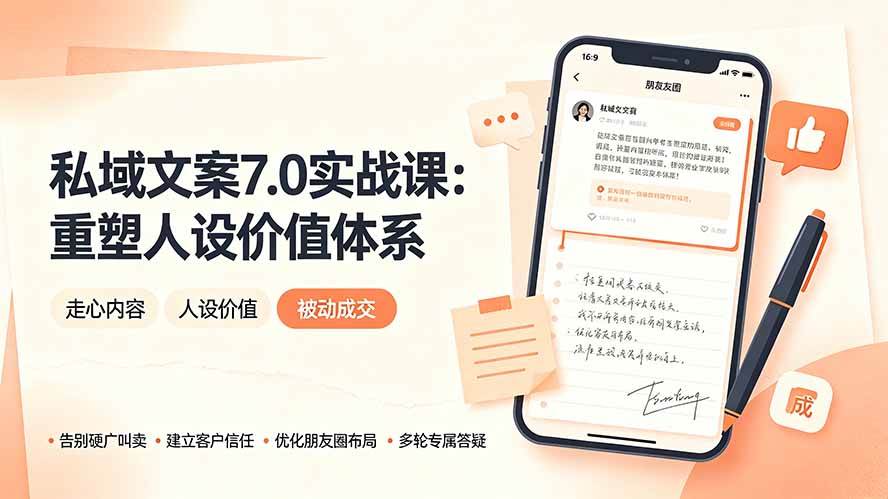 (7.13) 私域文案实战课7.0：重塑人设价值体系｜-告别硬广推销×走心内容×自我价值塑造，实现被动成交