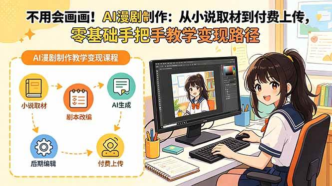 (7.20)不用会画画！AI漫剧制作：从小说取材到付费上传，零基础手把手教学变现路径（更新）