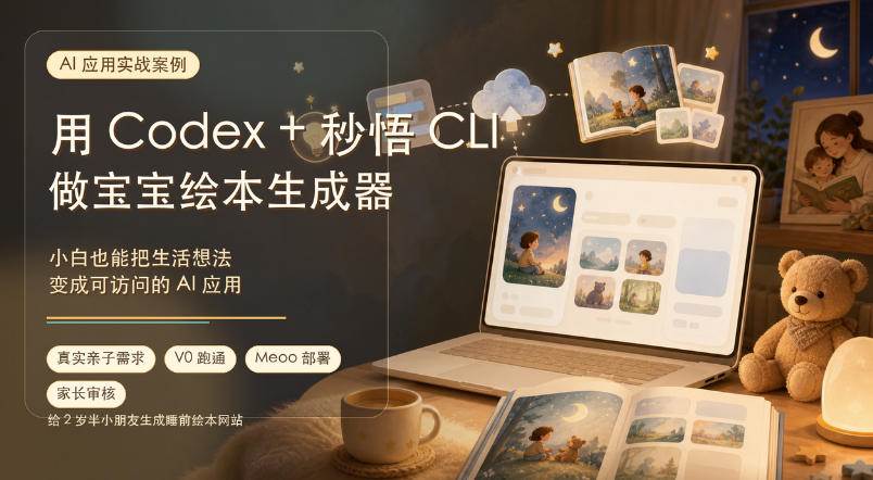 (7.19)AI应用实战案例，用Codex+秒悟CLl做宝宝绘本生成器，小白也能把生活想法变成可访问的AI应用
