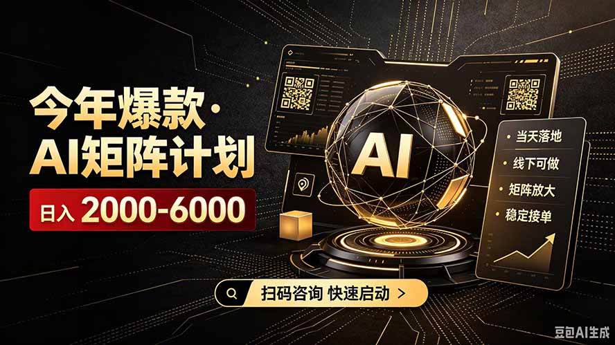 (8.05)AI矩阵计划！日收益3000-8000+，项目绿色长久，安全合规靠谱，可批量放大。扶持工作室和分公司