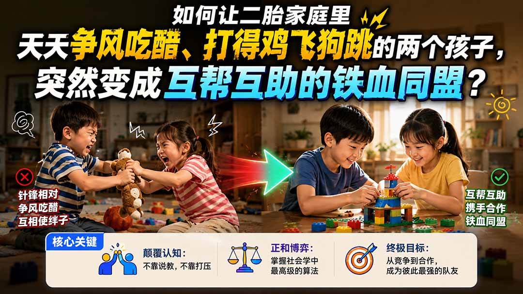 (8.13)付费文章：如何让二胎家庭里天天争风吃醋、打得鸡飞狗跳的两个孩子，突然变成互帮互助的铁血同盟？