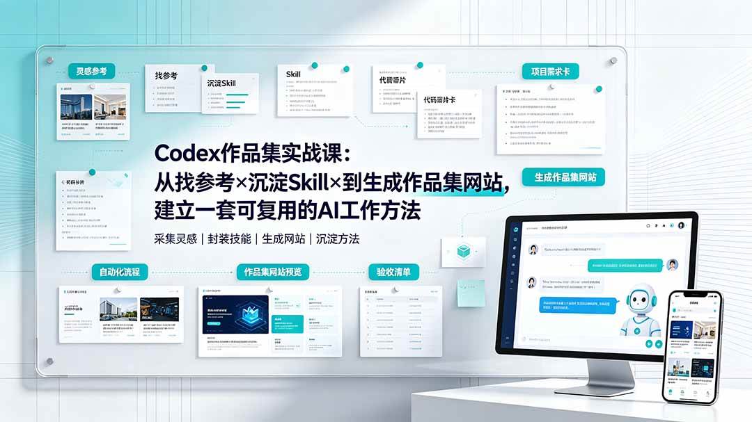 (8.15)Codex作品集实战课：从找参考×沉淀Skill×到生成作品集网站，建立一套可复用的AI工作方法