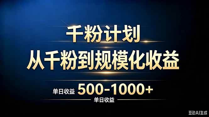 (8.27)抖音千粉账号计划，从千粉到规模化收益 500-1000+单日收益