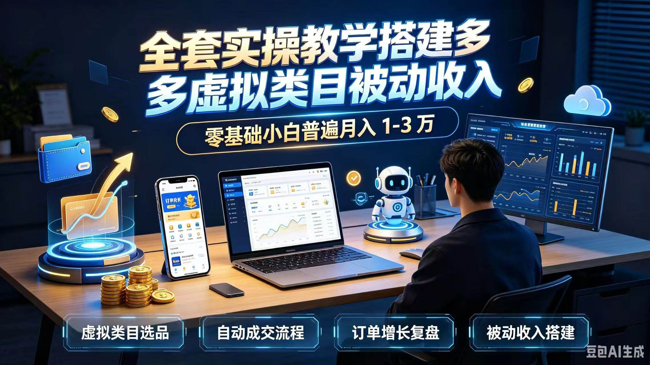 (8.27)全套实操教学搭建多多虚拟类目被动收入，零基础小白普遍月入 1-3 万