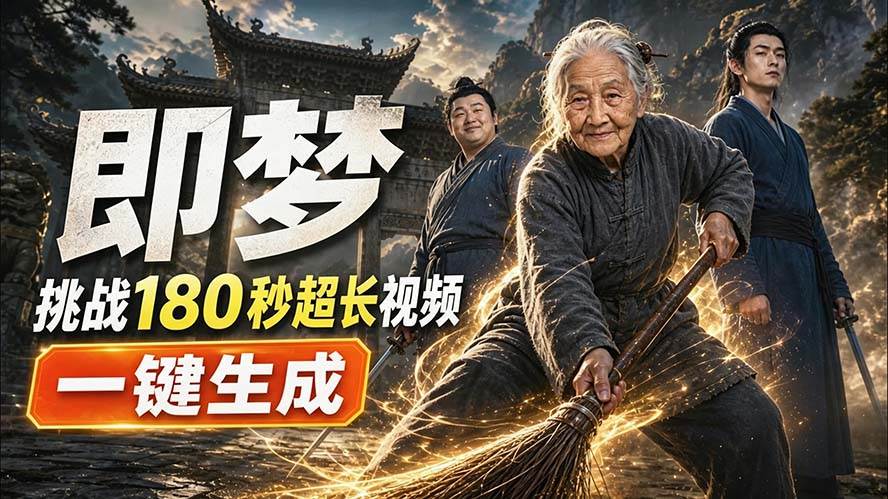 (8.29)即梦挑战180秒超长视频！一键生成3分钟电影？完整制作流程详细分享！