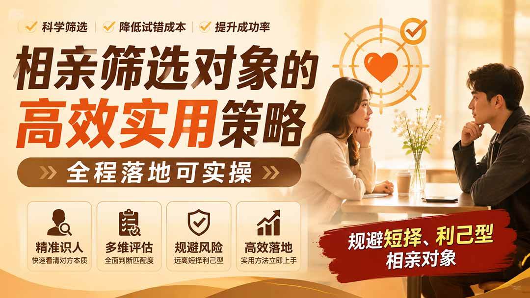 (8.14) 付费文章：相亲筛选对象的高效实用策略，全程落地可实操，规避短择、利己型相亲对象