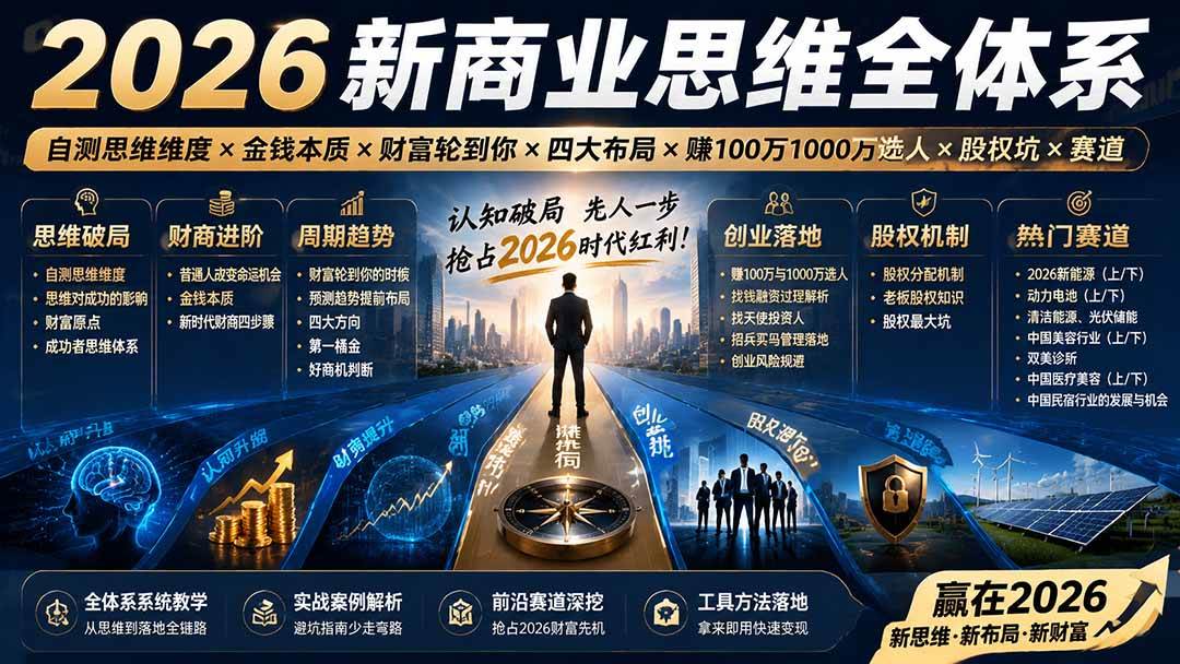 (8.05)2026新商业思维全体系：自测思维维度×金钱本质×财富轮到你×四大布局×赚100万1000万选人×股权坑×赛道