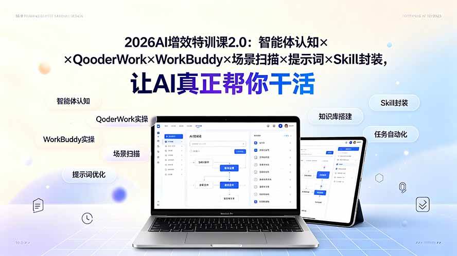 (8.15)2026AI增效特训课2.0：智能体认知×QoderWork×WorkBuddy×场景扫描×提示词×Skill封装，让AI真正帮你干活