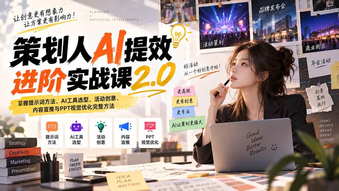 (9.14)策划人AI提效进阶实战课2.0：掌握提示词方法、AI工具选型、活动创意、内容宣推与PPT视觉优化完整方法
