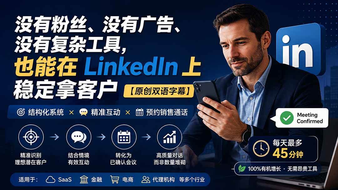 (9.03)没有粉丝、没有广告、没有复杂工具，也能在 LinkedIn 上稳定拿客户【原创双语字幕】