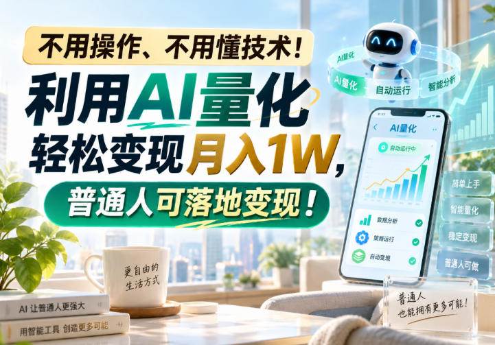 (9.14)利用AI量化轻松变现月入1W，普通人可落地变现，不用操作、不用懂技术！