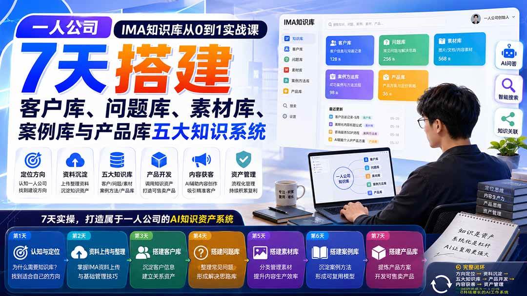 (9.02)一人公司IMA知识库从0到1实战课：7天搭建客户库、问题库、素材库、案例库与产品库五大知识系统